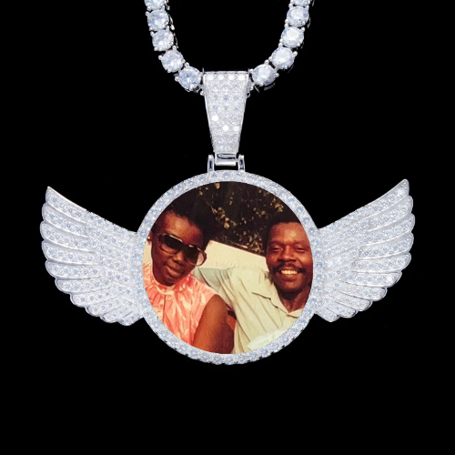 925S & VVS Moissanite 3D Wing Custom Picture Pendant