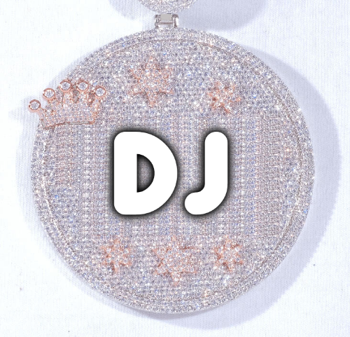 CUSTOM LETTER NECKLACE 3D BIG CROWN DISC