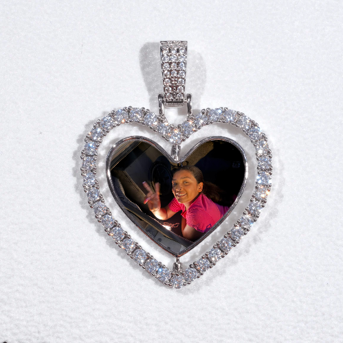 3D Spinning 2-Faced Heart Custom Picture Pendant
