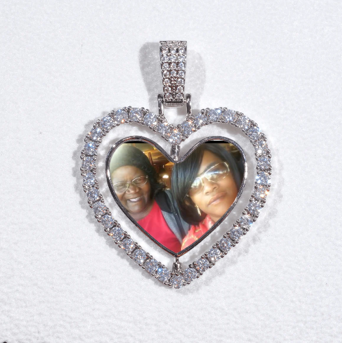 3D Spinning 2-Faced Heart Custom Picture Pendant