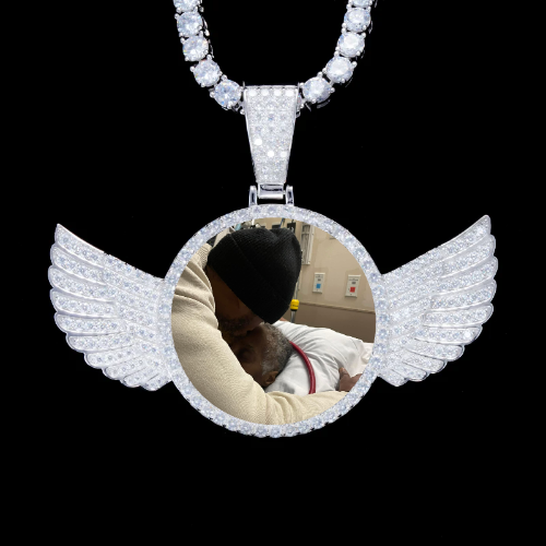 925S & VVS Moissanite 3D Wing Custom Picture Pendant
