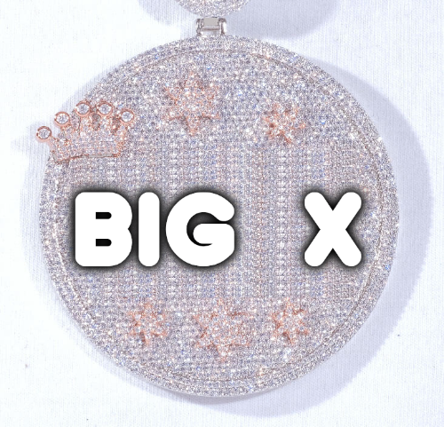 CUSTOM LETTER NECKLACE 3D BIG CROWN DISC