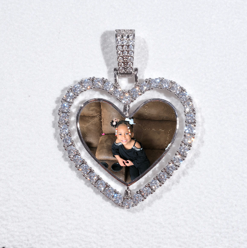 3D Spinning 2-Faced Heart Custom Picture Pendant