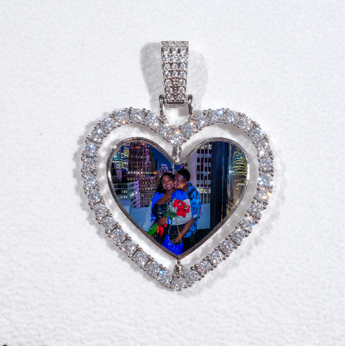 3D Spinning 2-Faced Heart Custom Picture Pendant