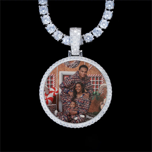 925S & VVS Moissanite 3D Circle Custom Picture Pendant