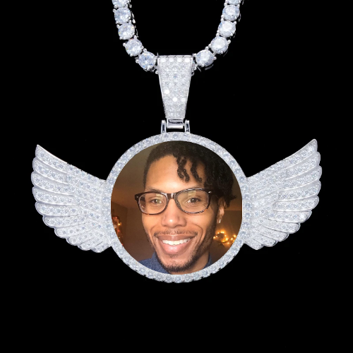 925S & VVS Moissanite 3D Wing Custom Picture Pendant