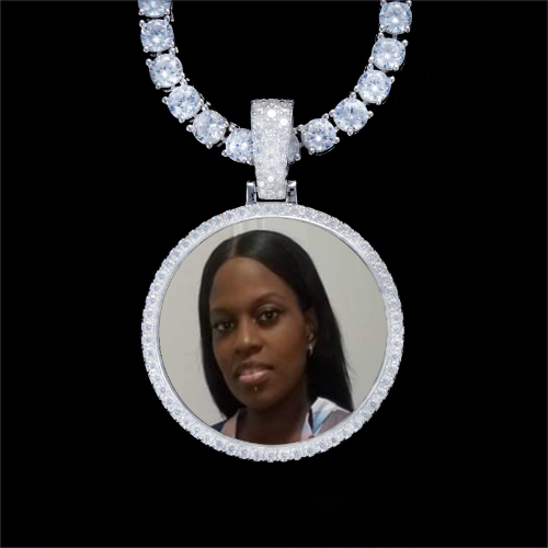 925S & VVS Moissanite 3D Circle Custom Picture Pendant
