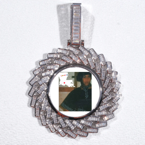 Large 3D Baguette Custom Picture Pendant