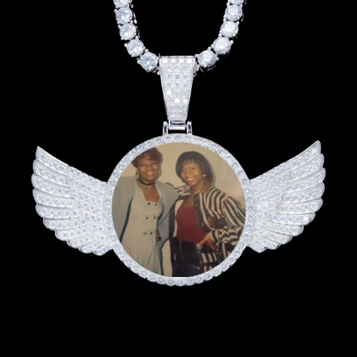925S & VVS Moissanite 3D Wing Custom Picture Pendant