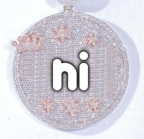 CUSTOM LETTER NECKLACE 3D BIG CROWN DISC