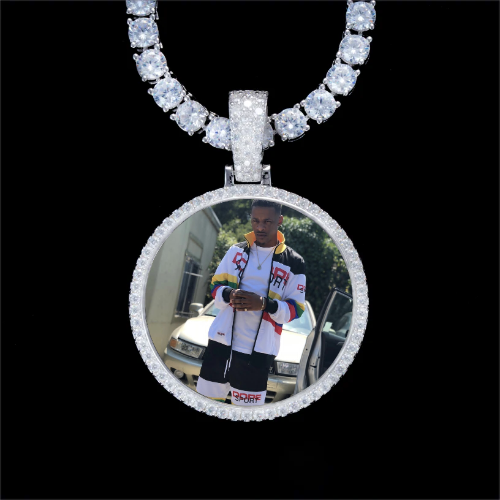 925S & VVS Moissanite 3D Circle Custom Picture Pendant