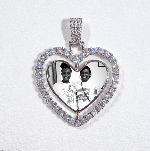 3D Spinning 2-Faced Heart Custom Picture Pendant