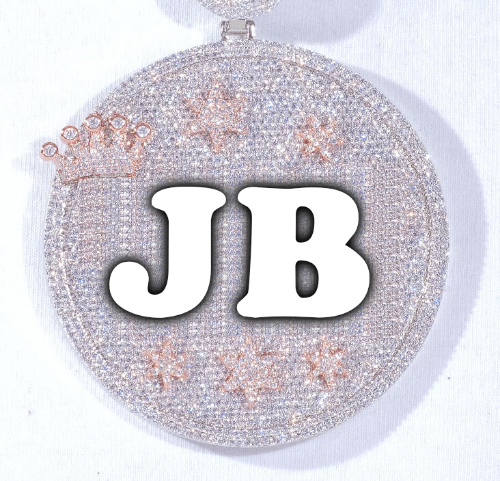 CUSTOM LETTER NECKLACE 3D BIG CROWN DISC