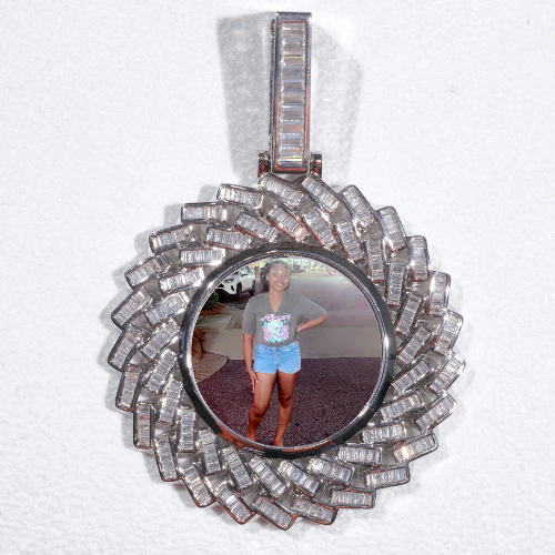 Large 3D Baguette Custom Picture Pendant