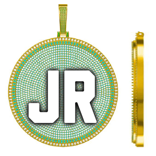 CUSTOM LETTER NECKLACE 3D BIG DISC