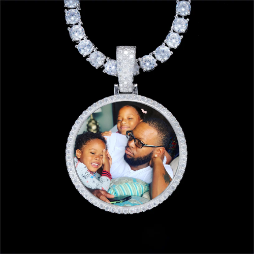 925S & VVS Moissanite 3D Circle Custom Picture Pendant
