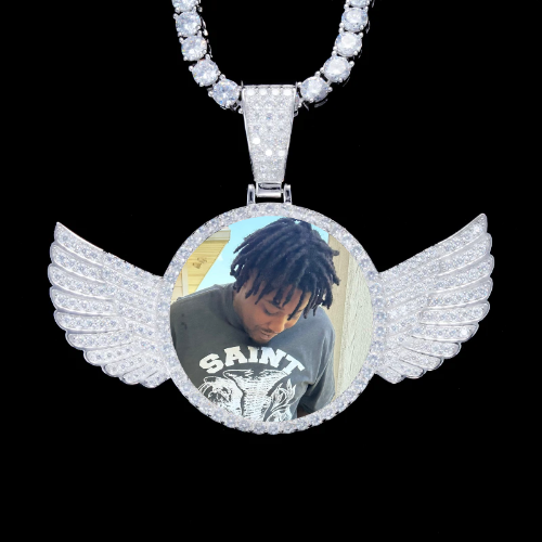 925S & VVS Moissanite 3D Wing Custom Picture Pendant