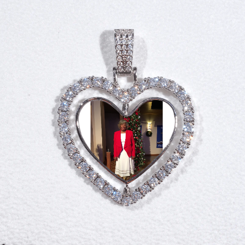 3D Spinning 2-Faced Heart Custom Picture Pendant