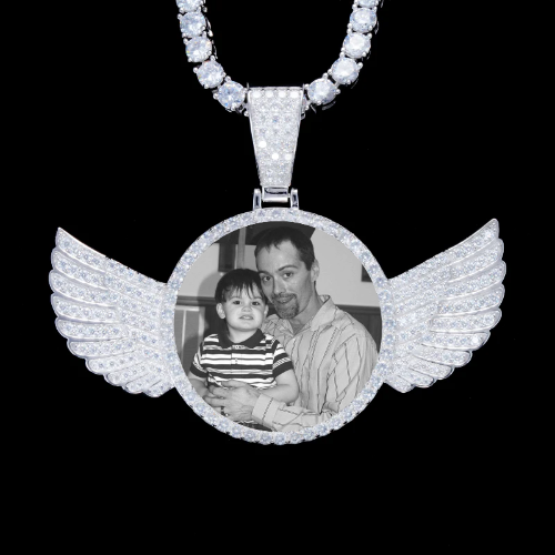 925S & VVS Moissanite 3D Wing Custom Picture Pendant
