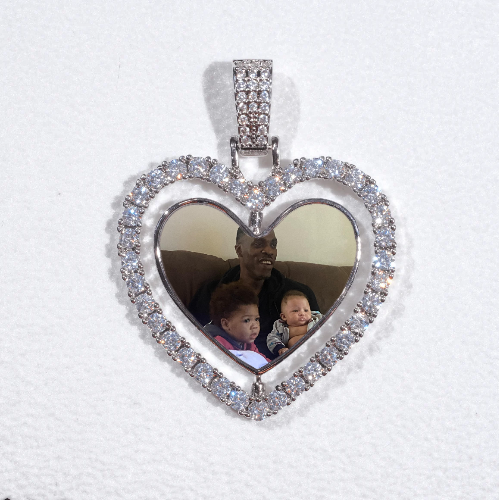 3D Spinning 2-Faced Heart Custom Picture Pendant