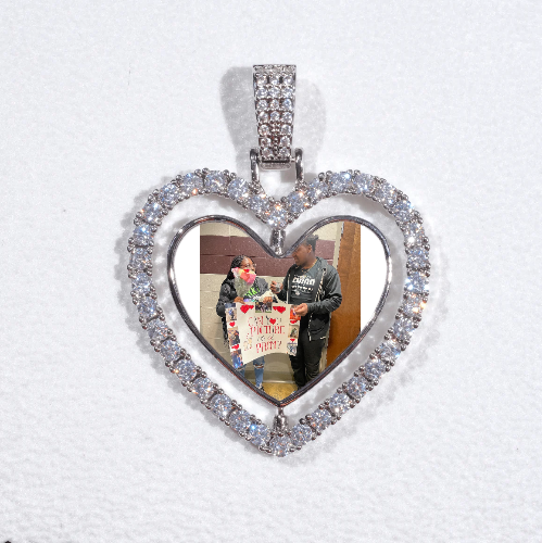 3D Spinning 2-Faced Heart Custom Picture Pendant