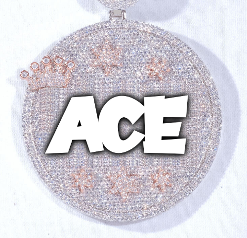 CUSTOM LETTER NECKLACE 3D BIG CROWN DISC