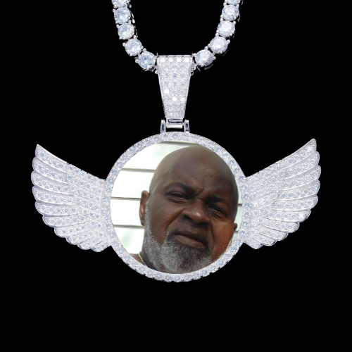 925S & VVS Moissanite 3D Wing Custom Picture Pendant