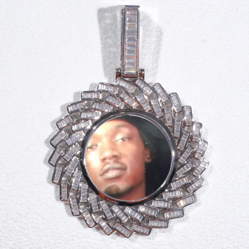Large 3D Baguette Custom Picture Pendant