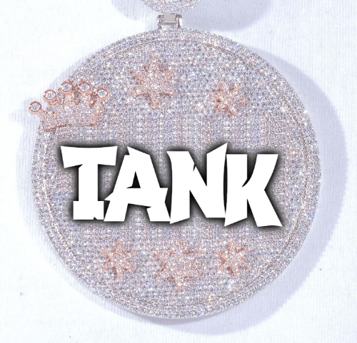 CUSTOM LETTER NECKLACE 3D BIG CROWN DISC