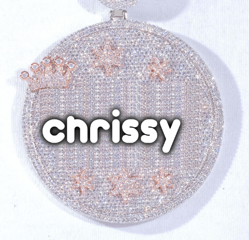 CUSTOM LETTER NECKLACE 3D BIG CROWN DISC