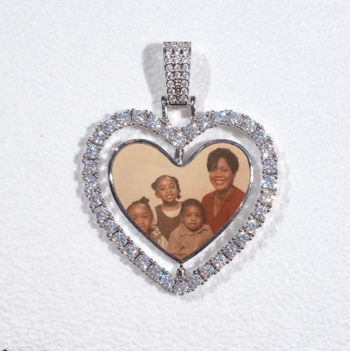3D Spinning 2-Faced Heart Custom Picture Pendant