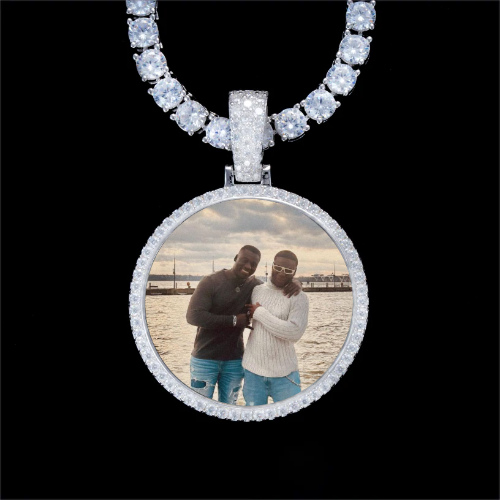 925S & VVS Moissanite 3D Circle Custom Picture Pendant