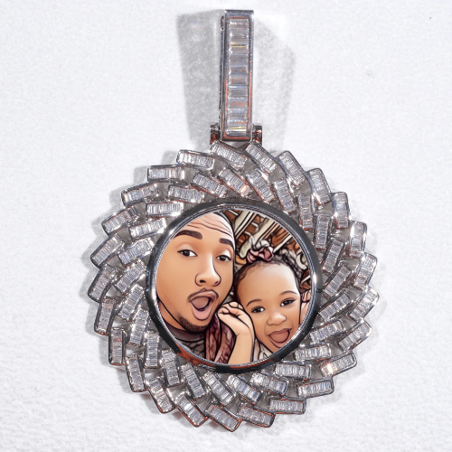 Large 3D Baguette Custom Picture Pendant