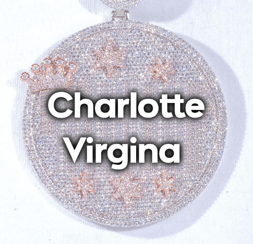 CUSTOM LETTER NECKLACE 3D BIG CROWN DISC