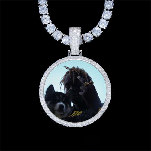 925S & VVS Moissanite 3D Circle Custom Picture Pendant