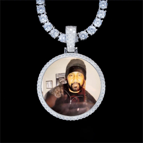 925S & VVS Moissanite 3D Circle Custom Picture Pendant