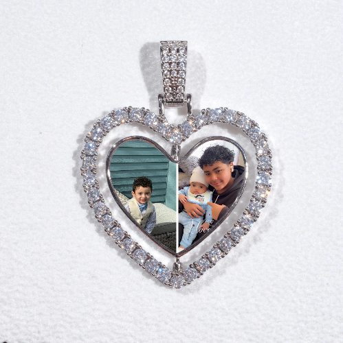 3D Spinning 2-Faced Heart Custom Picture Pendant