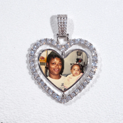3D Spinning 2-Faced Heart Custom Picture Pendant