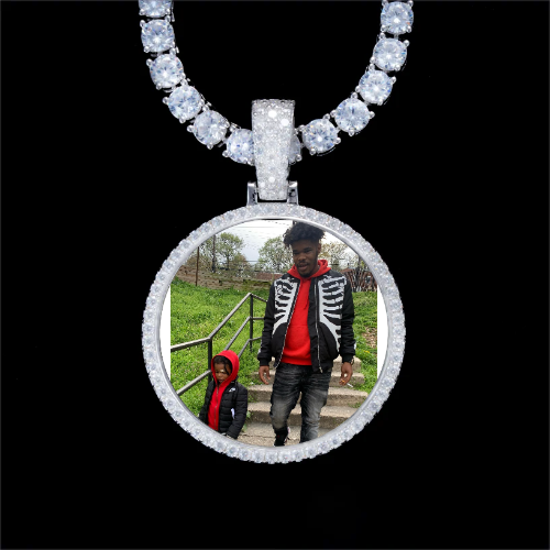 925S & VVS Moissanite 3D Circle Custom Picture Pendant