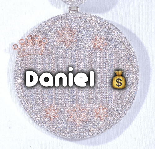 CUSTOM LETTER NECKLACE 3D BIG CROWN DISC