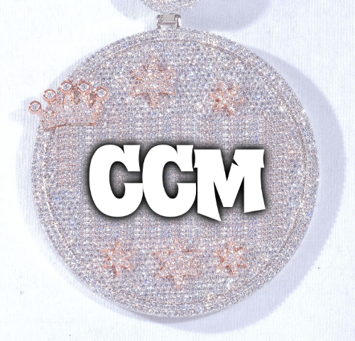 CUSTOM LETTER NECKLACE 3D BIG CROWN DISC