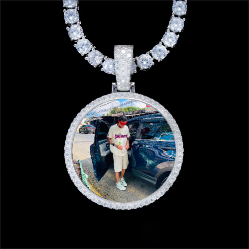 925S & VVS Moissanite 3D Circle Custom Picture Pendant