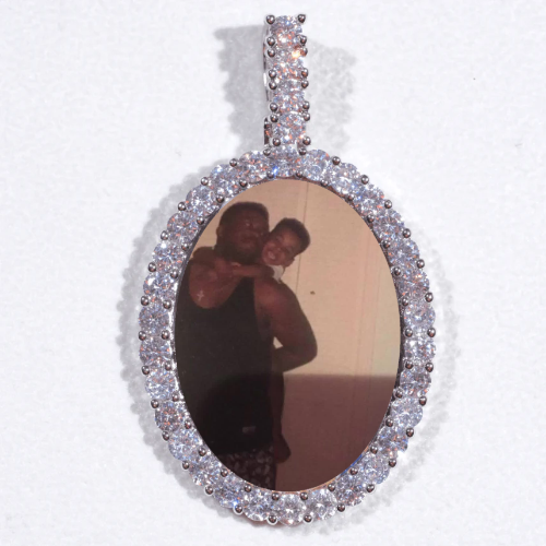 Large 3D Oval Custom Picture Pendant