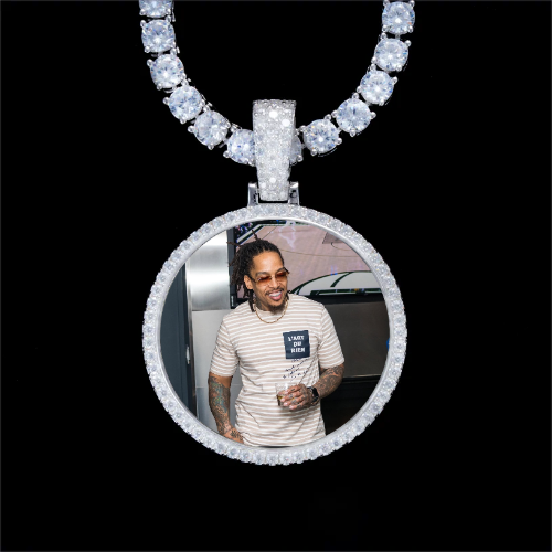 925S & VVS Moissanite 3D Circle Custom Picture Pendant