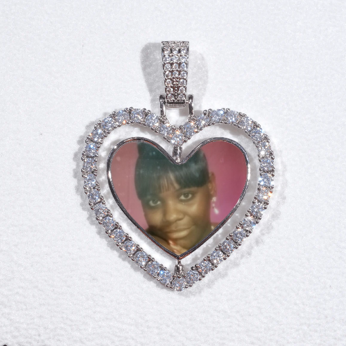 3D Spinning 2-Faced Heart Custom Picture Pendant