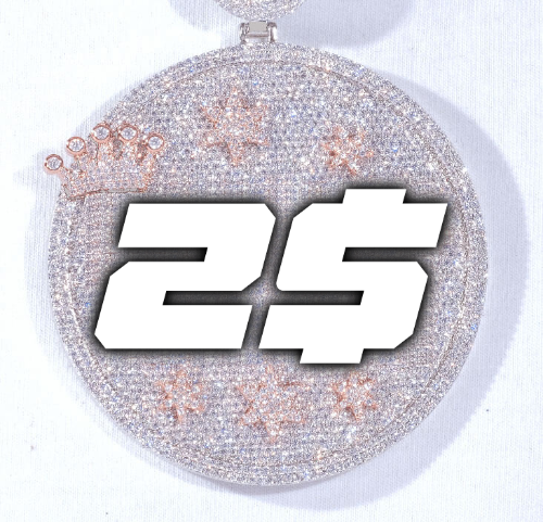 CUSTOM LETTER NECKLACE 3D BIG CROWN DISC