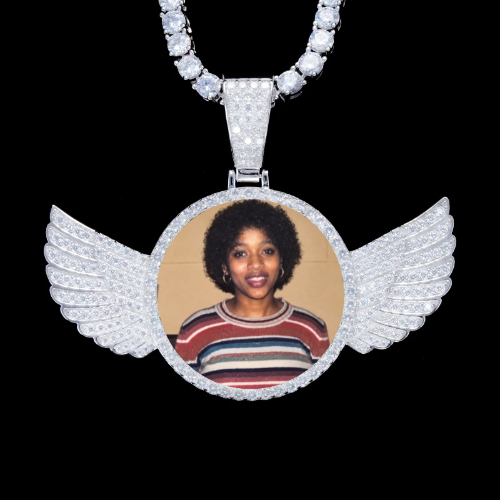 925S & VVS Moissanite 3D Wing Custom Picture Pendant