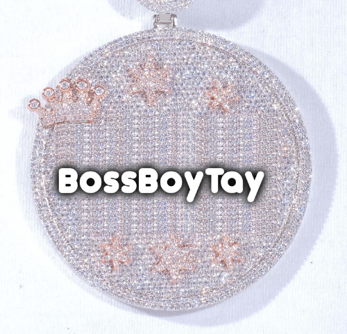 CUSTOM LETTER NECKLACE 3D BIG CROWN DISC