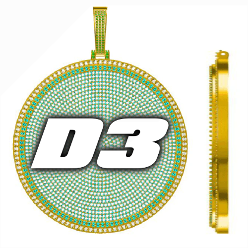 CUSTOM LETTER NECKLACE 3D BIG DISC