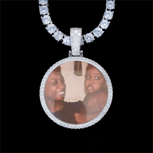 925S & VVS Moissanite 3D Circle Custom Picture Pendant